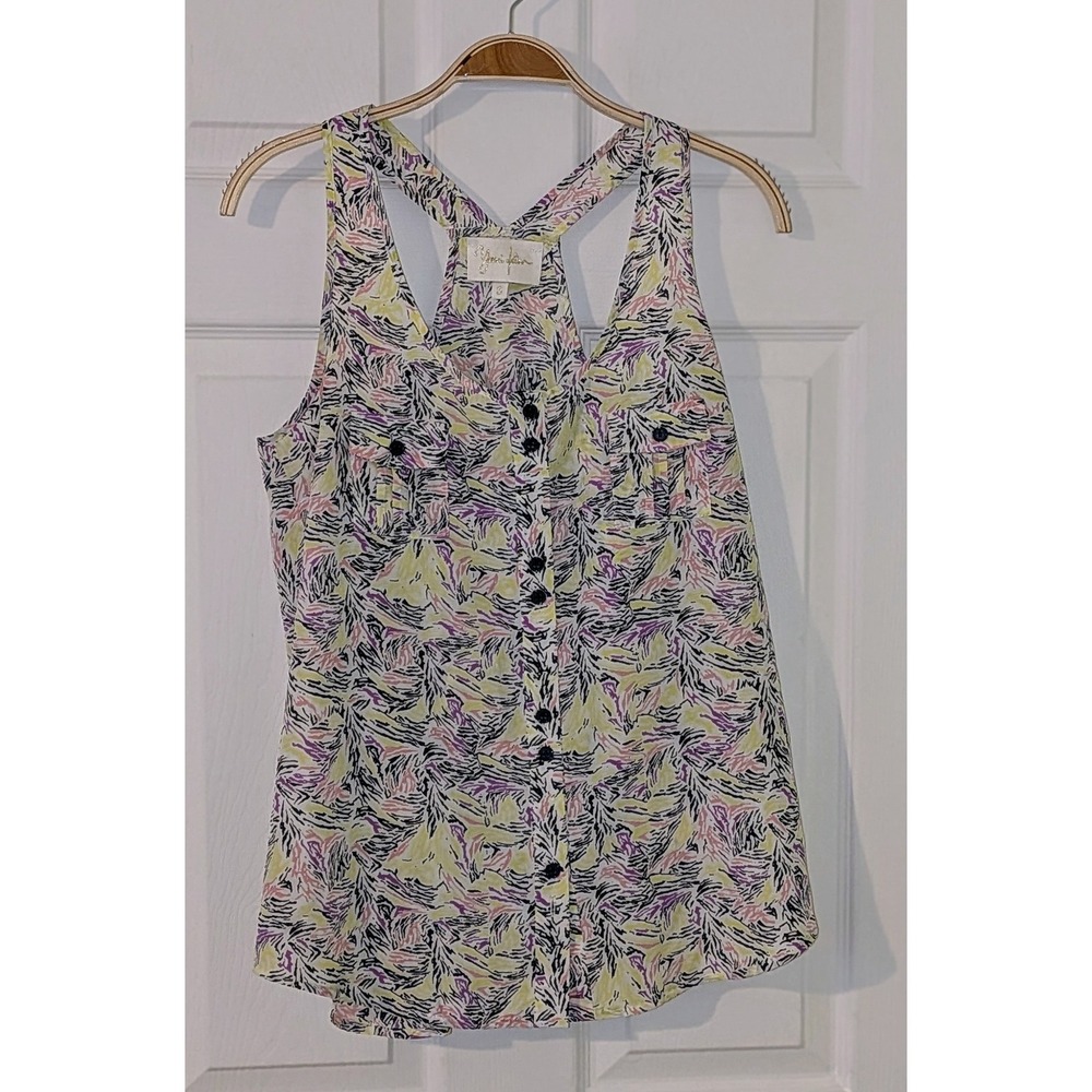 Yumi Kim Blouse Tank Top Sleeveless Button Down Floral Print‎ Casual S NWOT